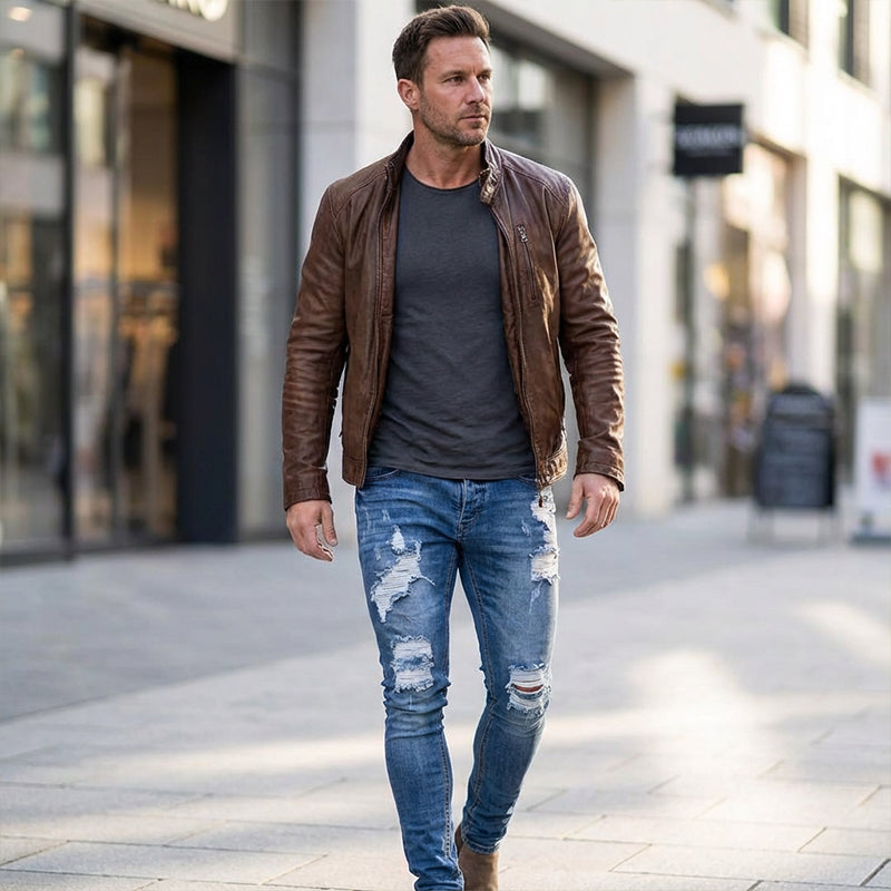 Stylische Herren-Skinny-Jeans mit Rissen