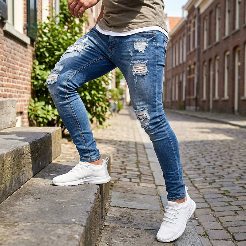 Stylische Herren-Skinny-Jeans mit Rissen
