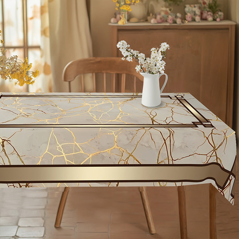 📢📢 50 % RABATT !! ⏰Tischdecke in Marmoroptik – Beige & Goldbraun, Wasserabweisend, Elegant & Modern 🏡✨