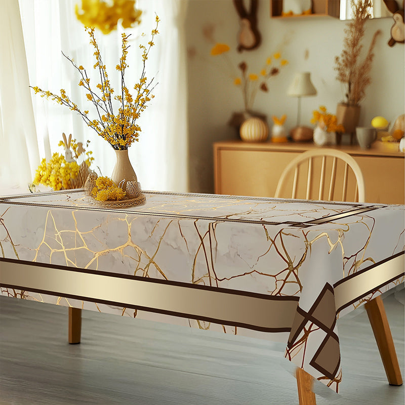 📢📢 50 % RABATT !! ⏰Tischdecke in Marmoroptik – Beige & Goldbraun, Wasserabweisend, Elegant & Modern 🏡✨