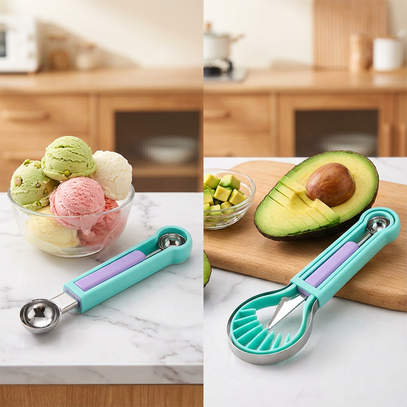 🍉 50% RABATT! 🥄 Multifunktionales Löffelset für Fruchtmelonenbällchen – Lebensmittelecht, robust & vielseitig – Perfekt für Obst, Gemüse & kreatives Anrichten ✨