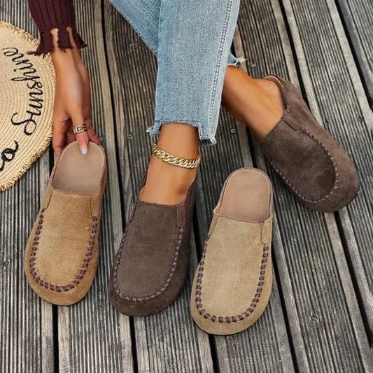 🎉Neuheiten 2026 – 50% RABATT!👡 Damen-Breite Mules-Hausschuhe: Slip-On + Stützende Sohle – retro & bequem für Frühling/Herbst