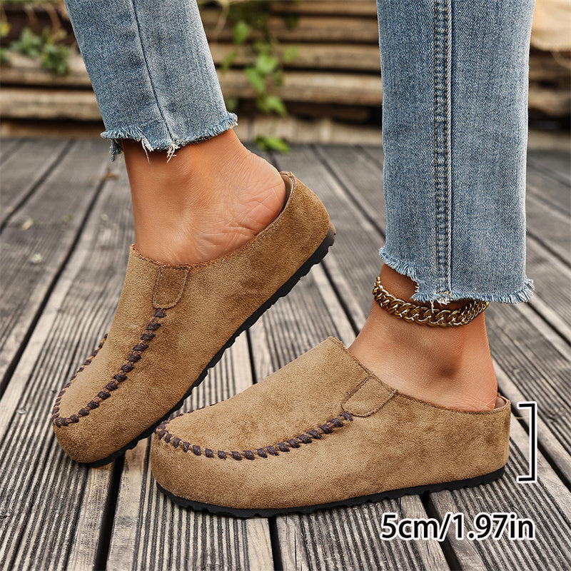 🎉Neuheiten 2026 – 50% RABATT!👡 Damen-Breite Mules-Hausschuhe: Slip-On + Stützende Sohle – retro & bequem für Frühling/Herbst