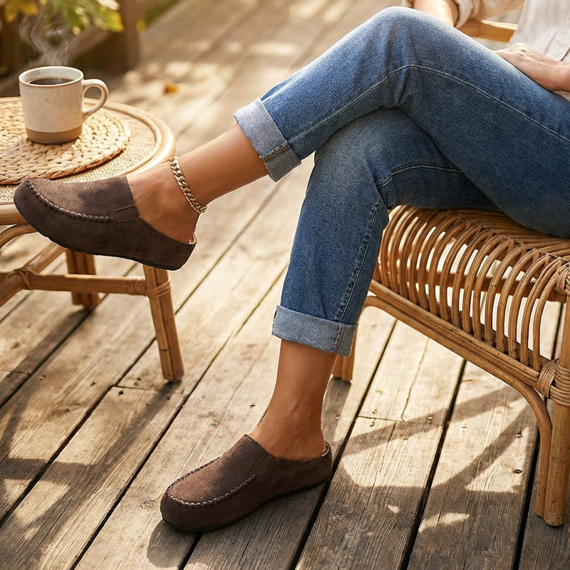 🎉Neuheiten 2026 – 50% RABATT!👡 Damen-Breite Mules-Hausschuhe: Slip-On + Stützende Sohle – retro & bequem für Frühling/Herbst