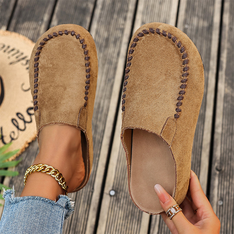 🎉Neuheiten 2026 – 50% RABATT!👡 Damen-Breite Mules-Hausschuhe: Slip-On + Stützende Sohle – retro & bequem für Frühling/Herbst
