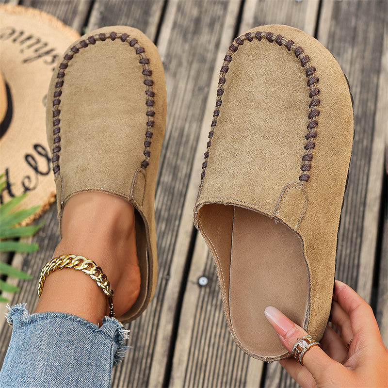 🎉Neuheiten 2026 – 50% RABATT!👡 Damen-Breite Mules-Hausschuhe: Slip-On + Stützende Sohle – retro & bequem für Frühling/Herbst