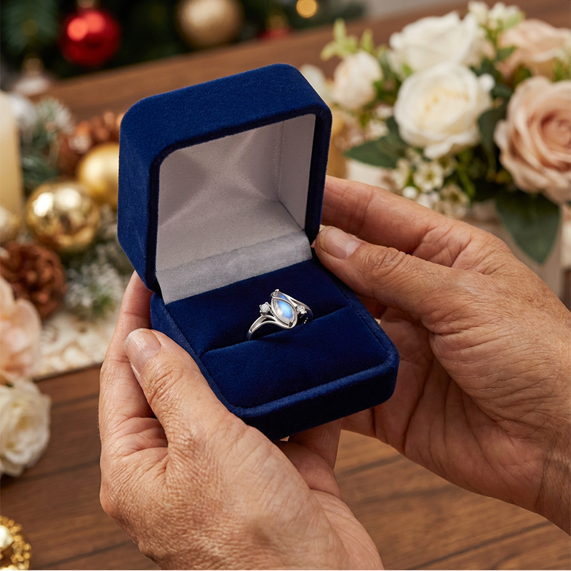 💍 50% RABATT NU!! 💎 Geometrischer Damenring mit ovalem grünem Mondstein & Zirkonia – Modern, Stilvoll & Täglicher Tragekomfort ✨