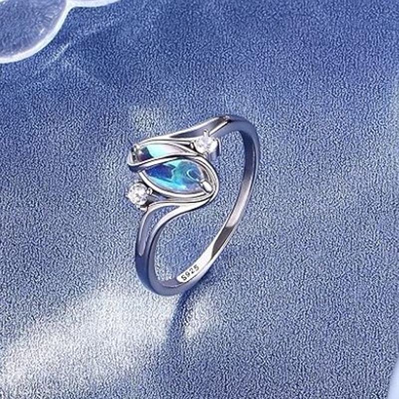 💍 50% RABATT NU!! 💎 Geometrischer Damenring mit ovalem grünem Mondstein & Zirkonia – Modern, Stilvoll & Täglicher Tragekomfort ✨