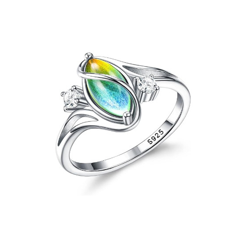 💍 50% RABATT NU!! 💎 Geometrischer Damenring mit ovalem grünem Mondstein & Zirkonia – Modern, Stilvoll & Täglicher Tragekomfort ✨