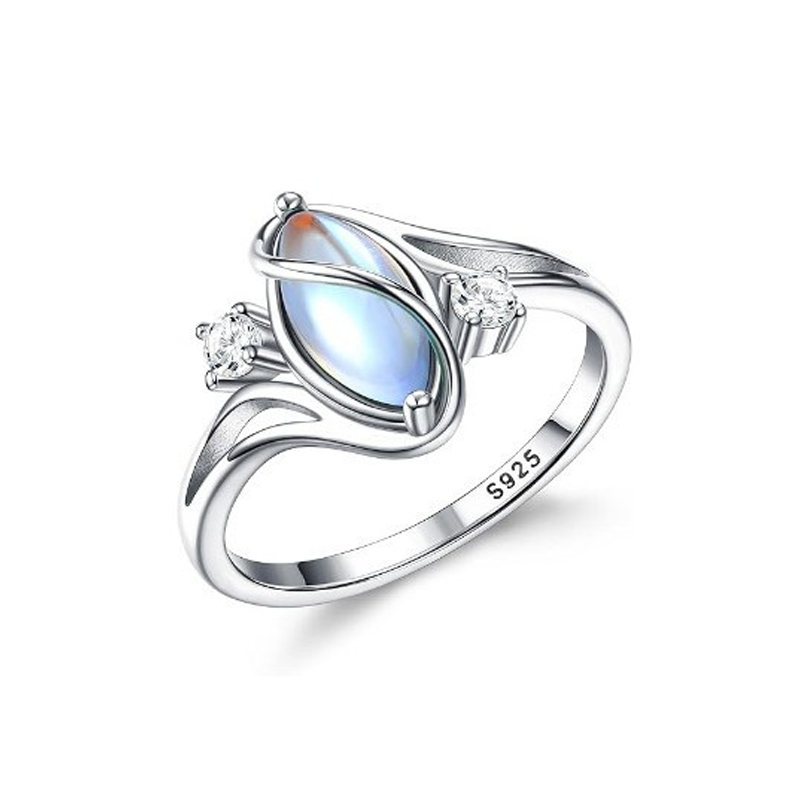 💍 50% RABATT NU!! 💎 Geometrischer Damenring mit ovalem grünem Mondstein & Zirkonia – Modern, Stilvoll & Täglicher Tragekomfort ✨