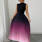 👗✨ Ombré-Faltenärmelloses Stehkragen-Maxikleid – 50% RABATT! Romantisch, feminin & perfekt für festliche Anlässe ❤️