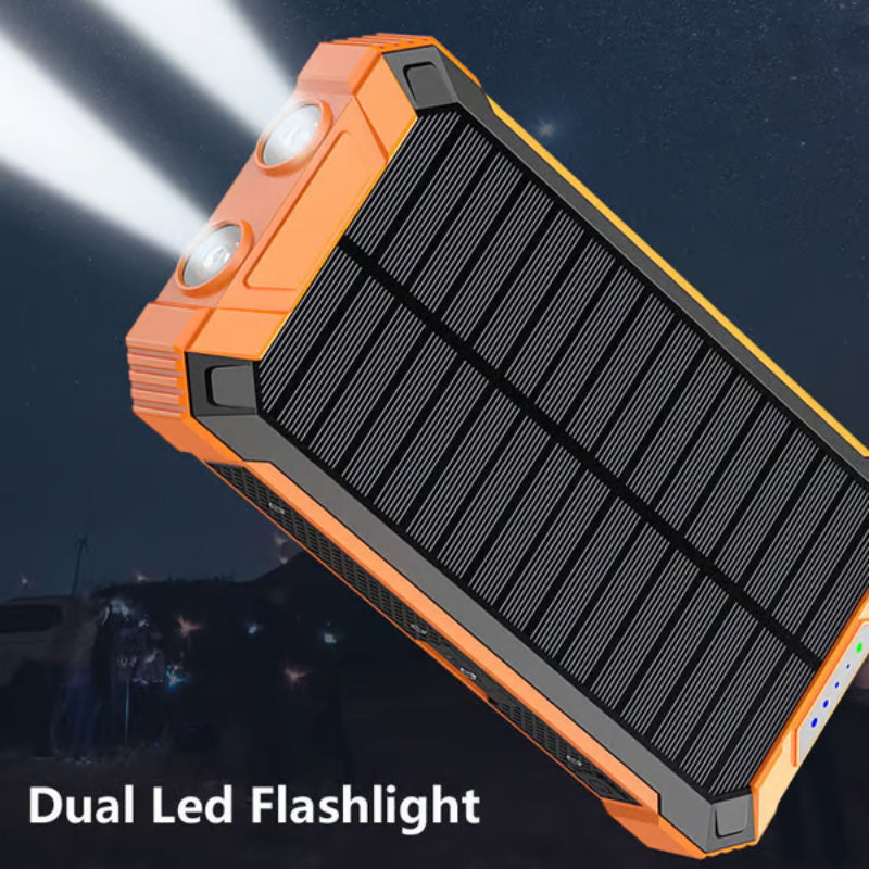 🔋 50% RABATT! ⚡ Tragbare Solar-Powerbank – Doppel-LED & Solarladung ✨