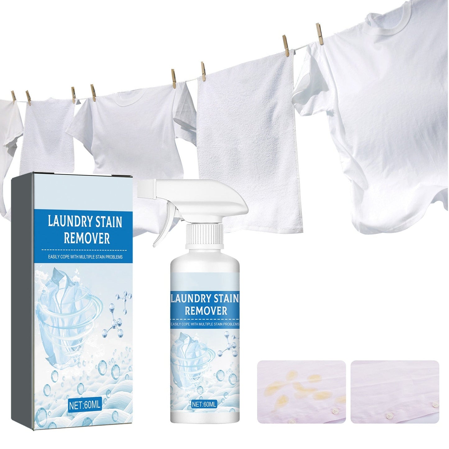 💎 Kraftvolles Fleckenentferner-Spray – Entfernt Fett, Schweiß & Essensreste in Sekunden, sanft zu allen Stoffen 🧼✨