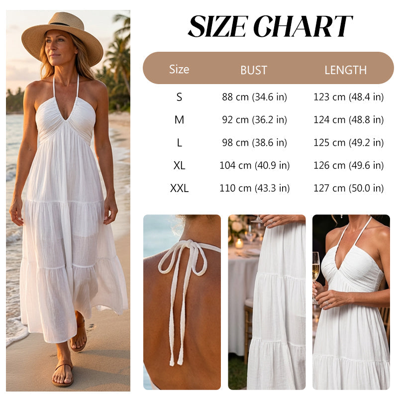 👗 50% RABATT! 🌞 Halsfreies, Rückenfreies Layering-Maxikleid – Bohemian Chic, Fließend & Perfekt für Den Frühling ☀️