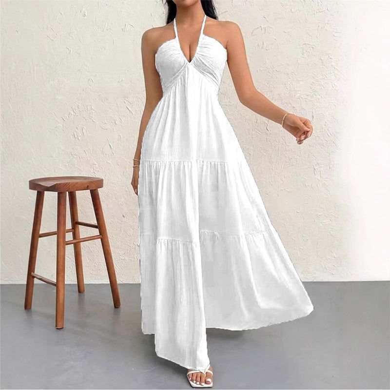 👗 50% RABATT! 🌞 Halsfreies, Rückenfreies Layering-Maxikleid – Bohemian Chic, Fließend & Perfekt für Den Frühling ☀️