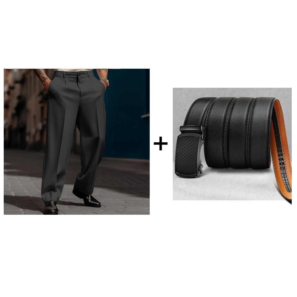 Lässige Herrenhose mit Bundfalten und weitem Bein