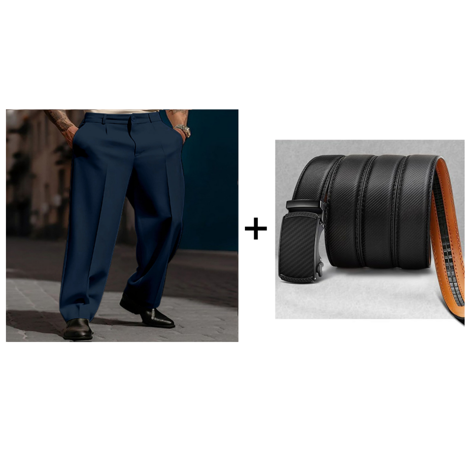 Lässige Herrenhose mit Bundfalten und weitem Bein