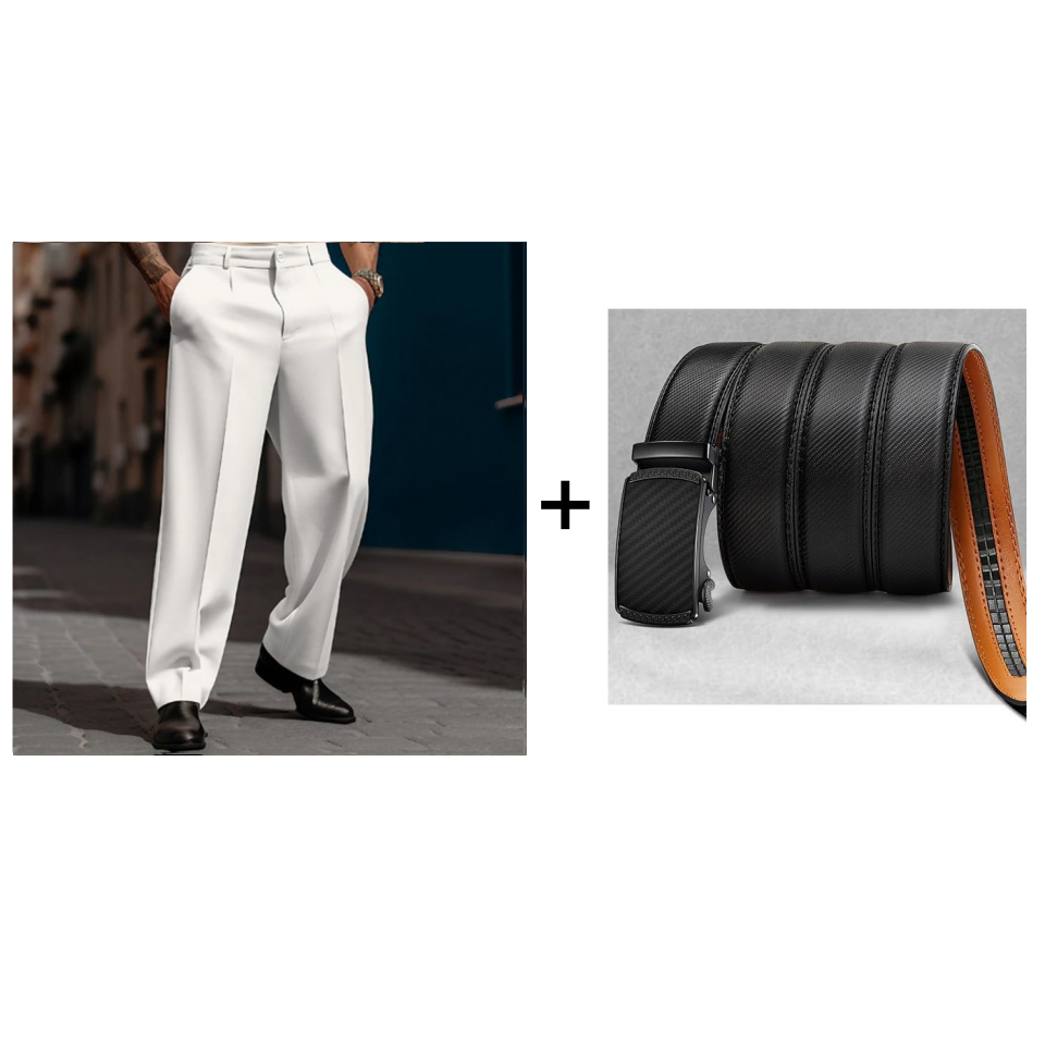 Lässige Herrenhose mit Bundfalten und weitem Bein