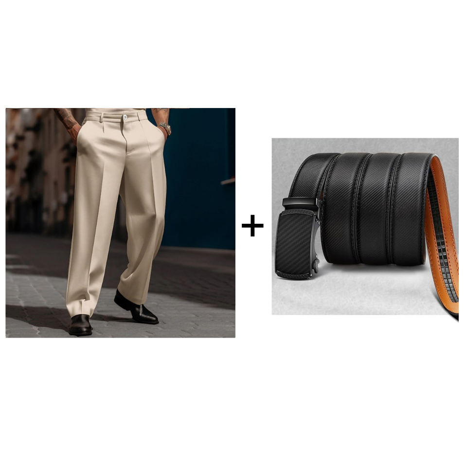 Lässige Herrenhose mit Bundfalten und weitem Bein
