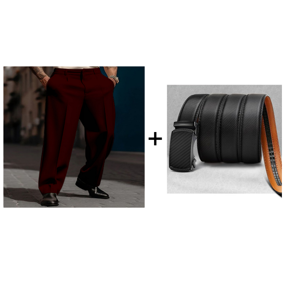 Lässige Herrenhose mit Bundfalten und weitem Bein