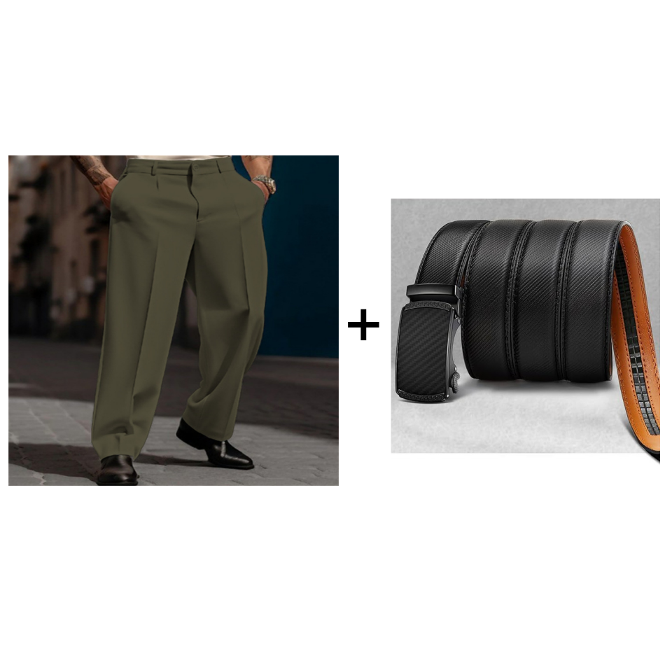 Lässige Herrenhose mit Bundfalten und weitem Bein