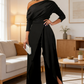 👗 Elegante Ein-Schulter-Jumpsuit für Damen – Weite Beine, Wickelrock-Design & Atmungsaktiv – Für Cocktailpartys & Hochzeiten🖤