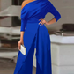 👗 Elegante Ein-Schulter-Jumpsuit für Damen – Weite Beine, Wickelrock-Design & Atmungsaktiv – Für Cocktailpartys & Hochzeiten🖤