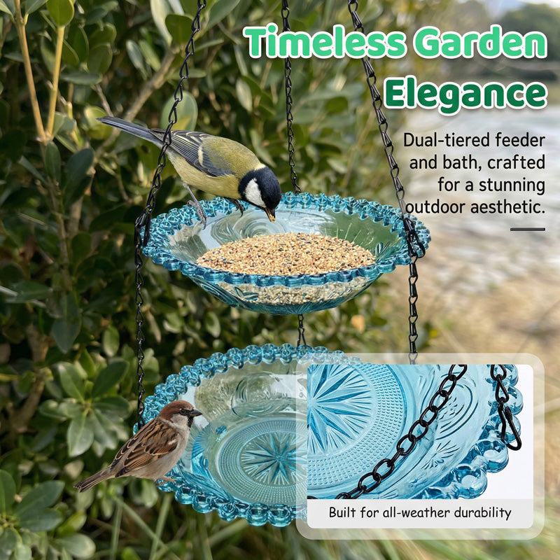 🐦 Vintage Hängende Vogelfutterstation & Tränke ✨ 2‑in‑1 Wetterfest 🌿 Für Garten & Balkon