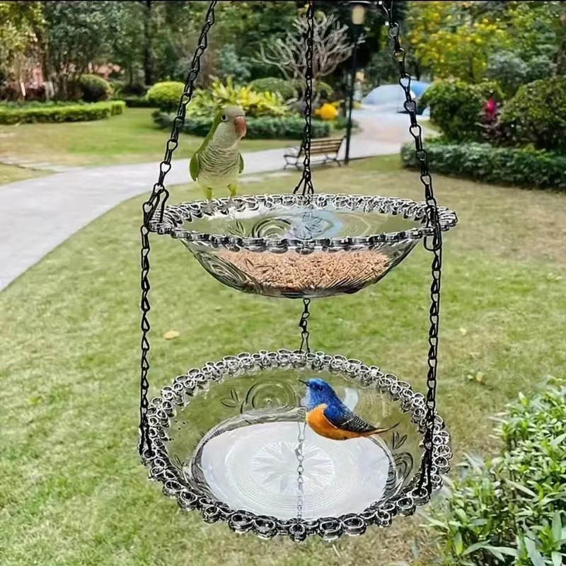🐦 Vintage Hängende Vogelfutterstation & Tränke ✨ 2‑in‑1 Wetterfest 🌿 Für Garten & Balkon