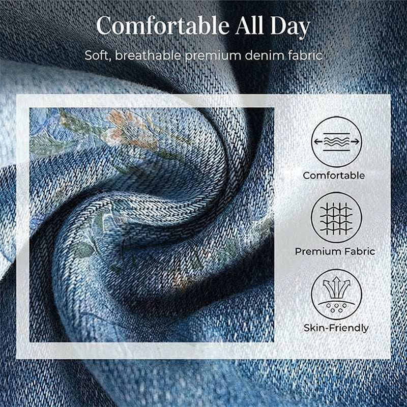 🔥 HALBPREIS DEAL 👖 Blumen-Jeans für Damen – gerade geschnitten & trendy 🌿 + Kostenloser Versand ab 2 Artikeln ✨