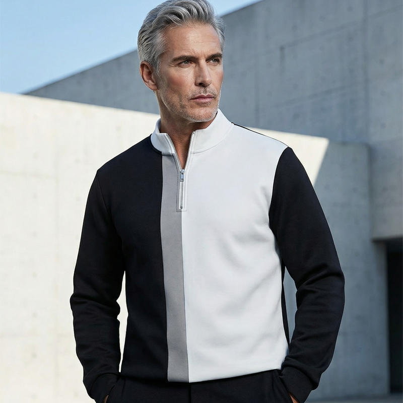 👕 50% RABATT! 🔥 Herren Color-Block Trainingsanzug-Set mit Viertel-Reißverschluss – Stilvolles Design, Bequeme Passform & Perfekt für Sport 🏃
