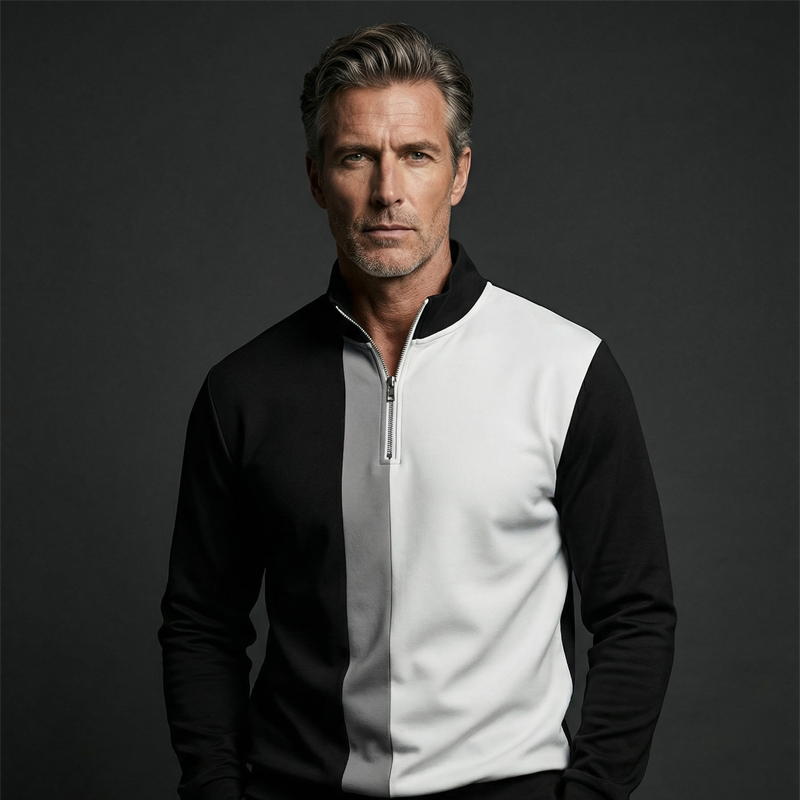 👕 50% RABATT! 🔥 Herren Color-Block Trainingsanzug-Set mit Viertel-Reißverschluss – Stilvolles Design, Bequeme Passform & Perfekt für Sport 🏃