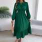 👗Neuheiten 40 % Rabatt!🥰 Damen-Maxikleid mit langen Ärmeln, Smokarbeit und Rüschen