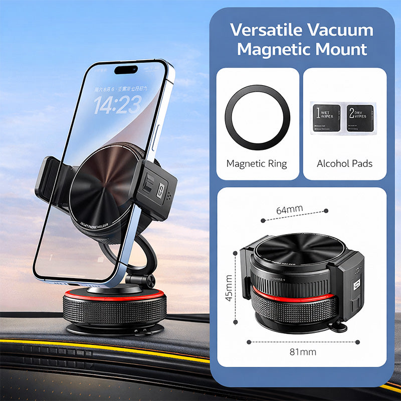 Magnetische Auto-Handyhalterung mit Vakuum-Saugnapf