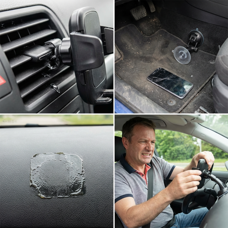 Magnetische Auto-Handyhalterung mit Vakuum-Saugnapf