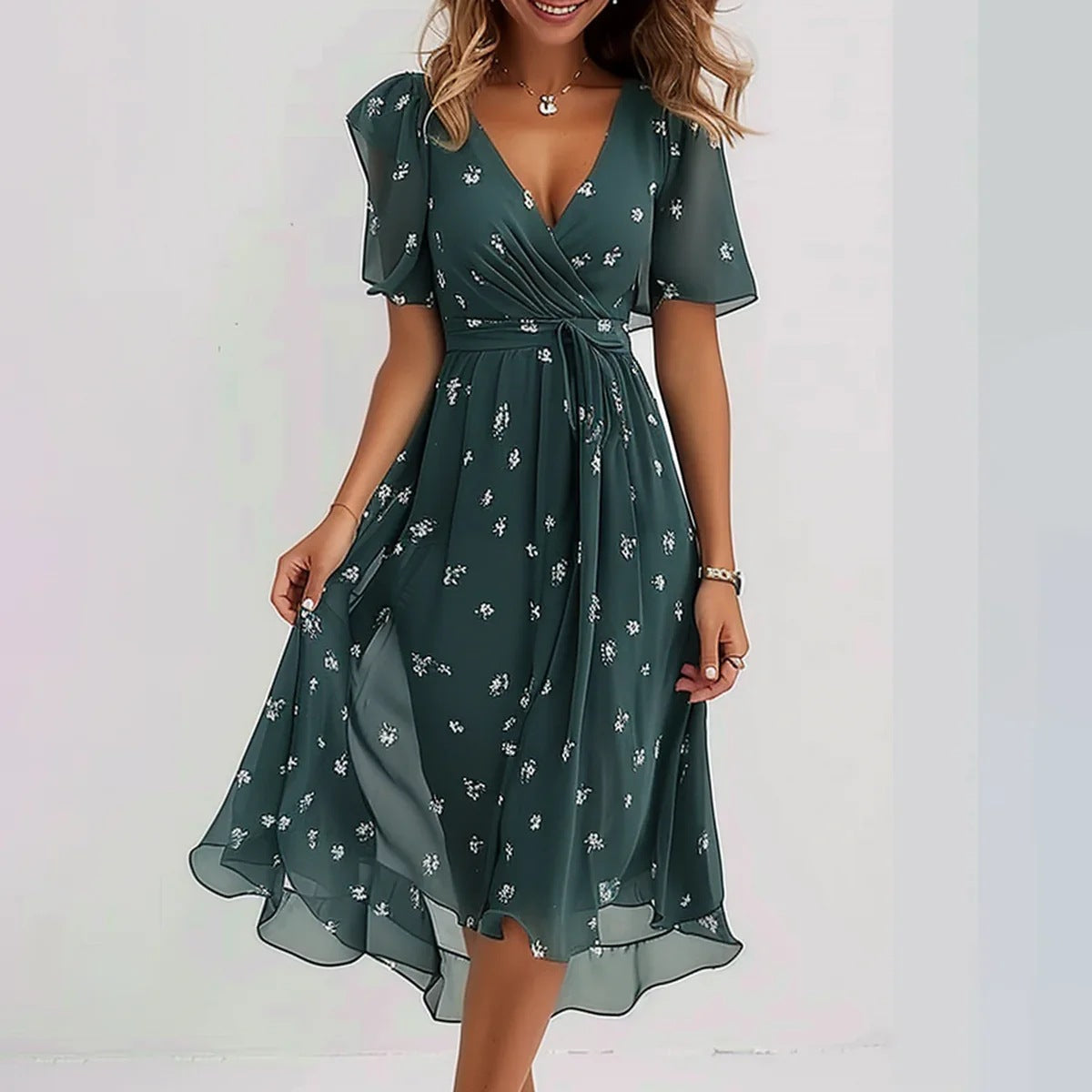 Midikleid mit kurzen Ärmeln