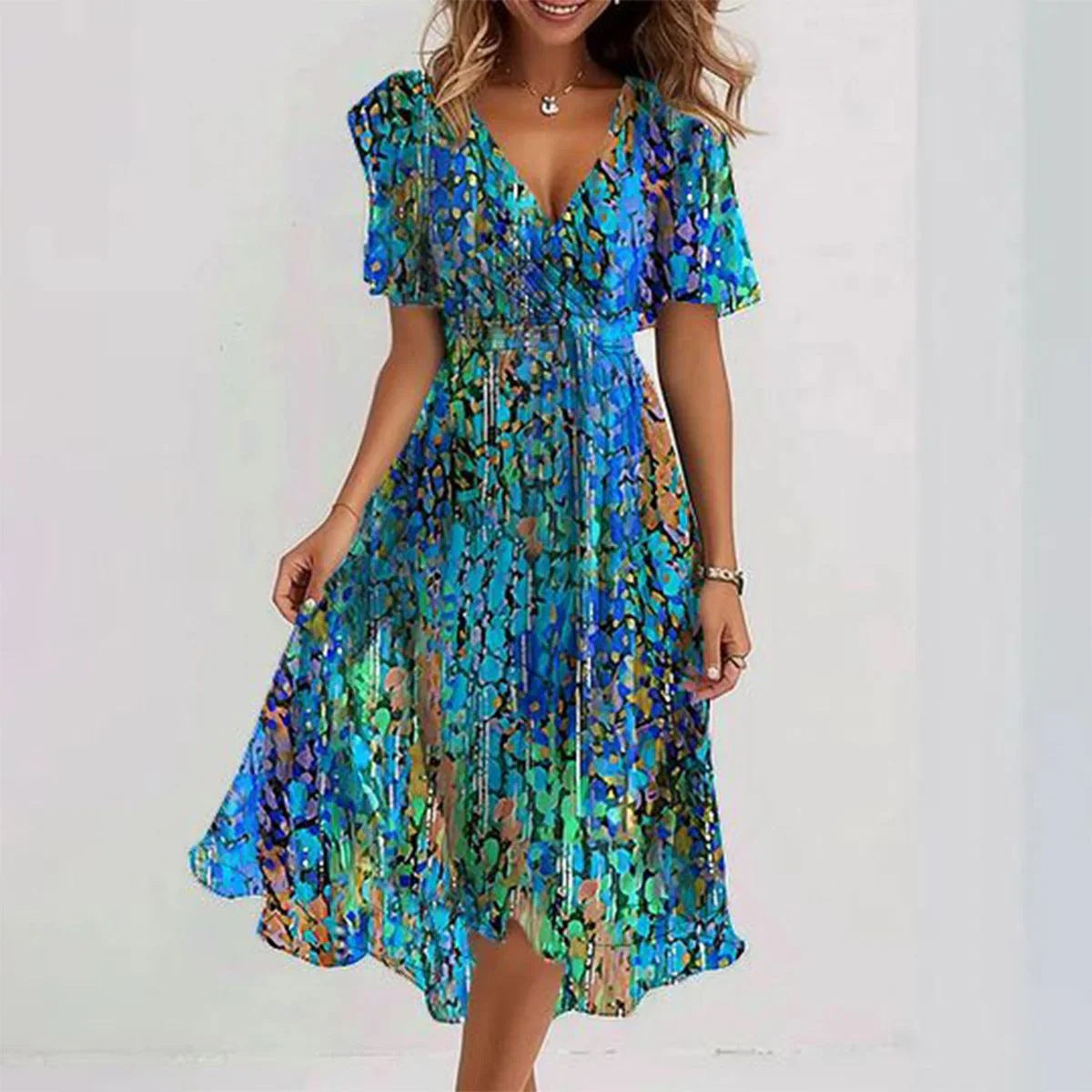 Midikleid mit kurzen Ärmeln