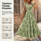 ✨🔥Damen Maxikleid mit V-Ausschnitt, Blumenmuster und geraffter Taille