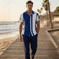 2-teiliges Set aus Hemd und Hose für Herren in Colour-Blocking-Optik