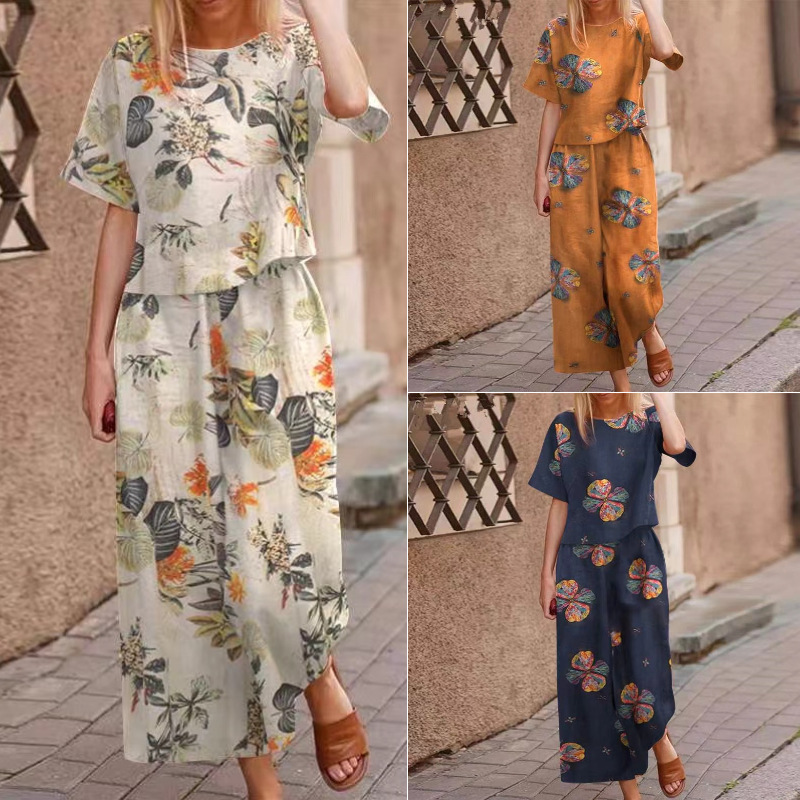 2-teiliges Set aus locker geschnittenem bedrucktem Oberteil und Hose für Damen🔥Kauf 2 Artikel versandkostenfrei