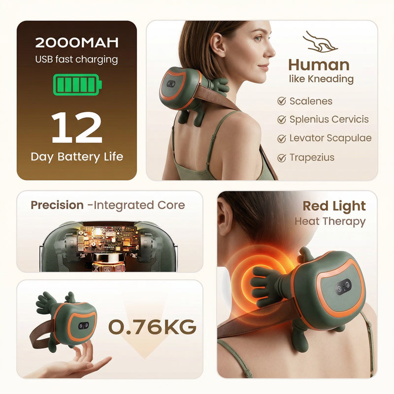 🧤🔥 4D-Massagegerät für Nacken & Schultern – tragbare Shiatsu-Massage mit Wärmefunktion, jetzt −50%