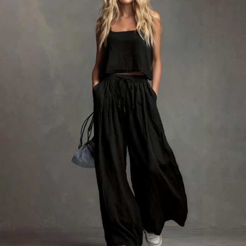 👚 50% RABATT! ✨ Damen Crop Top & Wide-Leg Hose 2-teiliges Set – Modisch, luftig & perfekt für Sommer, Strand oder Partys 🌊