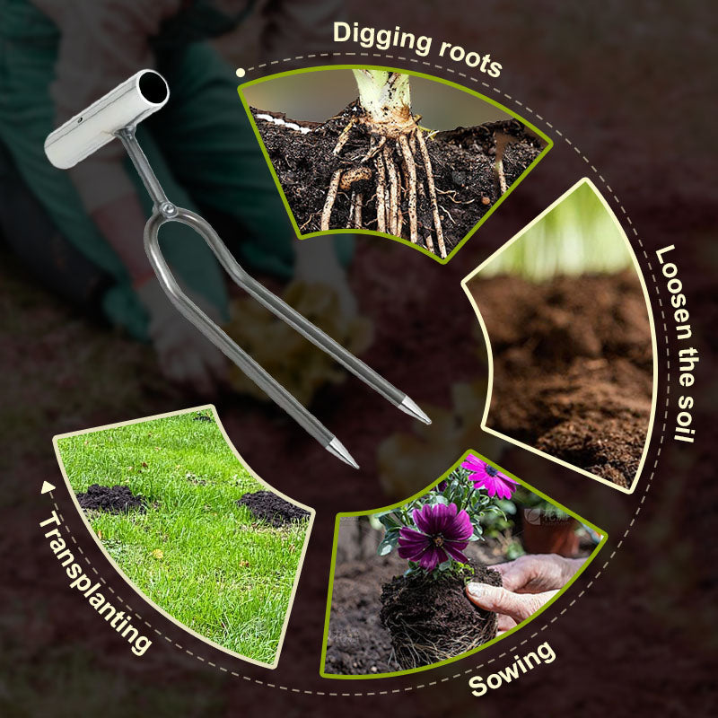 ✨50 % RABATT✨🌱 Kompakter 2‑Zahn‑Garten‑Unkrautstecher ✨ Effizientes Unkrautentfernen für Ihren Garten