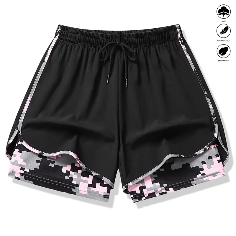 🩳 50 % RABATT AUF 2-IN-1-SPORTSHORTS! 🔥🎗️ Atmungsaktives Material, Camouflage-Futter & Taschen für Damen 🏃‍♀️✨