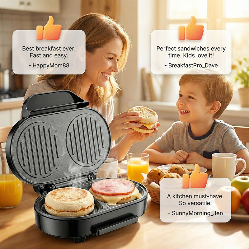 🥞 Multifunktionale Grillplatte & Frühstücksmaschine 🥩 Perfekt für Frühstück & Grillen