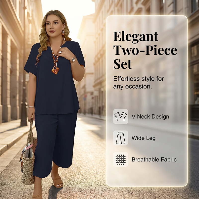 💎 -50% AUF DAMEN-CASUAL-SET ! 💎 Kurzarm-Oberteil & Weitbein-Hose, Lässige Passform & Atmungsaktiver Stoff ✨