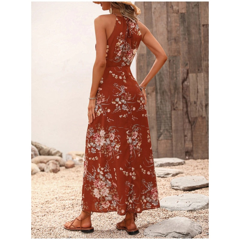 👗🌺 Halterkleid mit Schlitz und Blumenmuster – 50% RABATT! Sinnlich, leicht & perfekt für Sommer, Strand oder festliche Anlässe 🌸