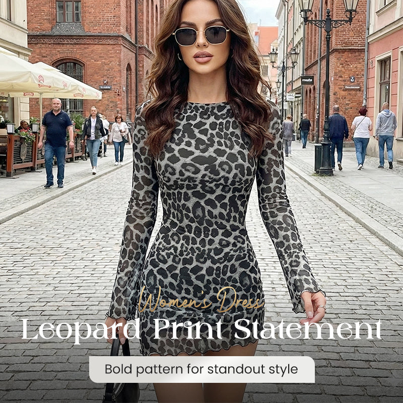 Figurbetontes Damen Mini-Kleid mit Leo-Print