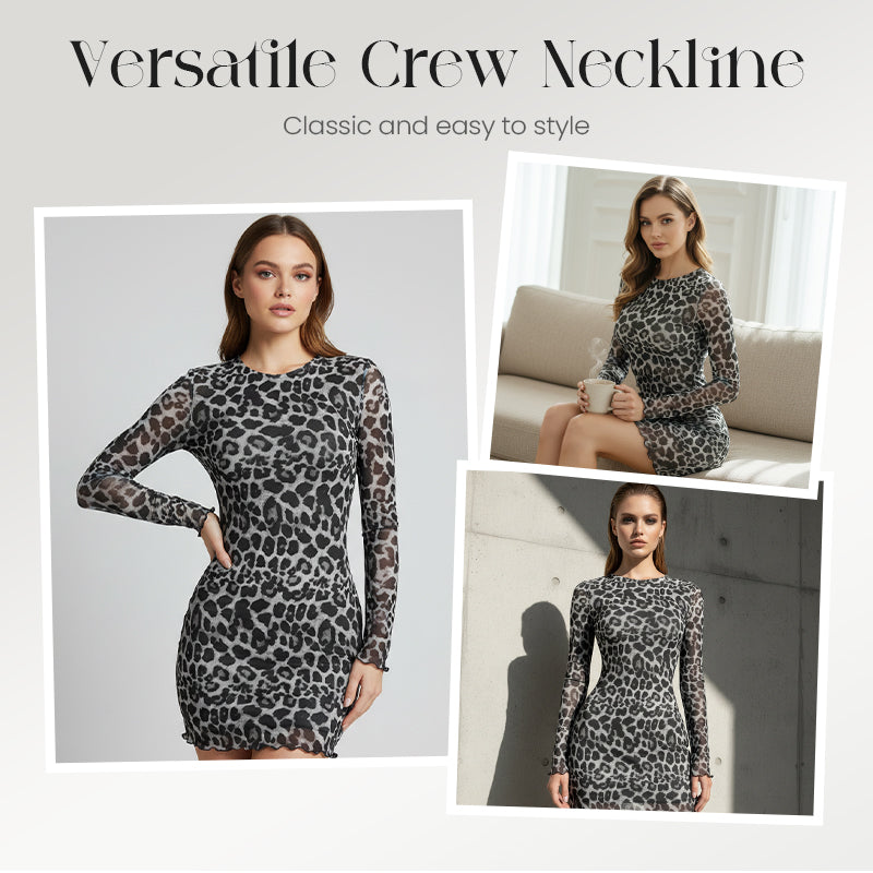 Figurbetontes Damen Mini-Kleid mit Leo-Print