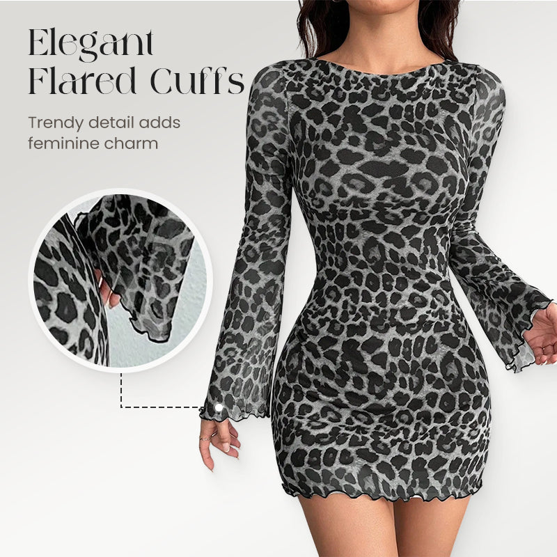 Figurbetontes Damen Mini-Kleid mit Leo-Print